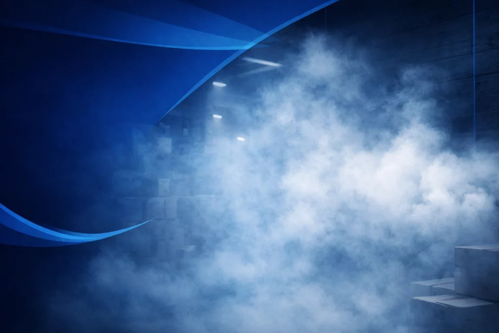 Density security fog filling a protected room