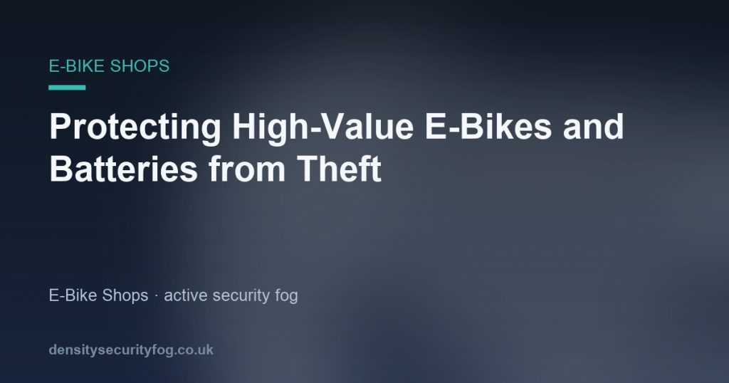 Secure e-bike shop interior displaying premium electric bikes and battery storage protected by security systems