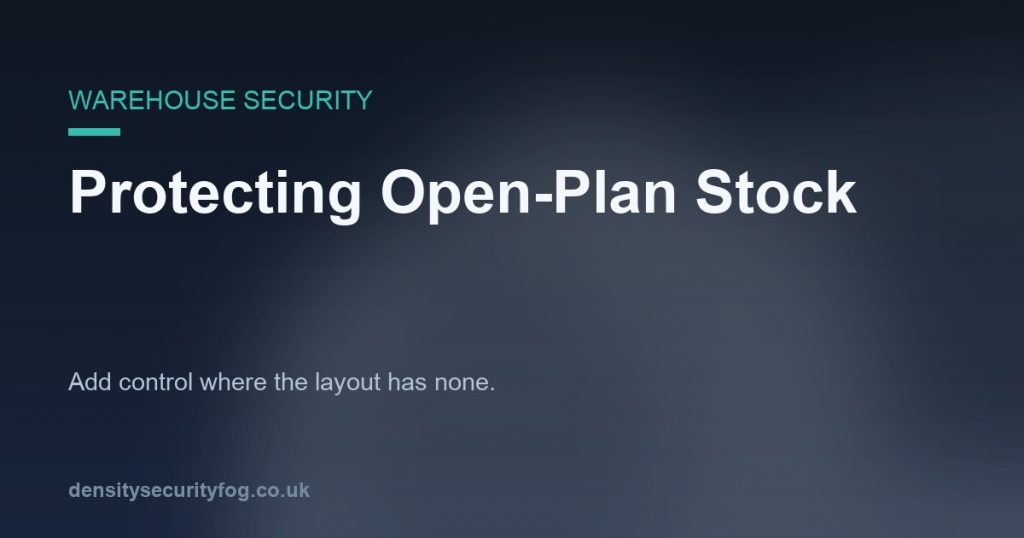 Warehouse security graphic headlined Protecting Open-Plan Stock