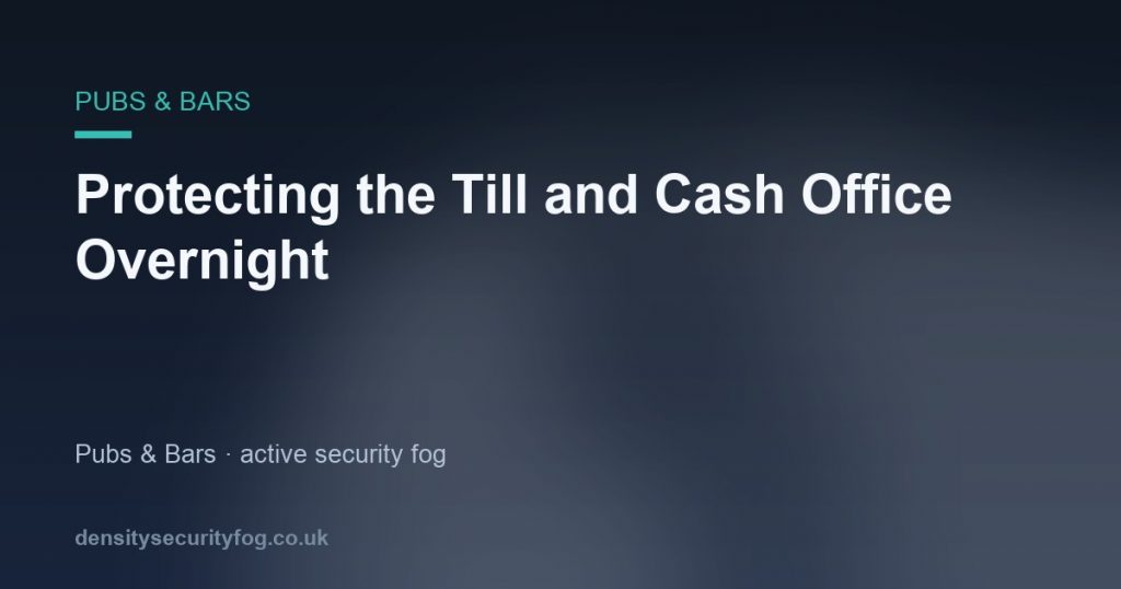 Dense security fog deployed in a pub cash office overnight, protecting the till and safe