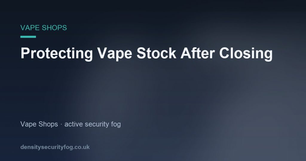 CCTV monitor inside a vape shop showing alarm system and fog generator protecting after-hours premises