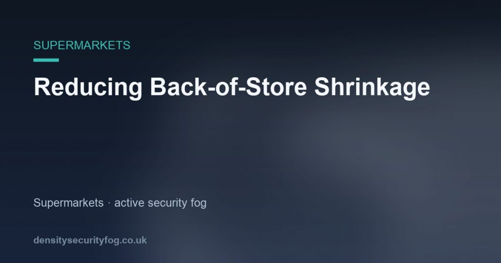 Secure supermarket stockroom with locked doors and fog system installed above loading bay