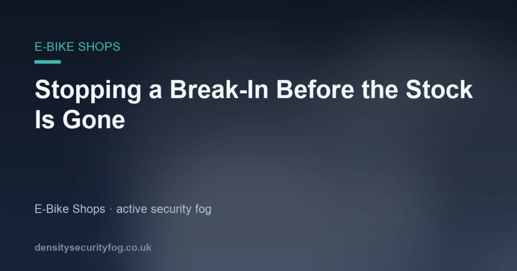 E-bike shop with security fog deployed, protecting high-value stock during an intrusion