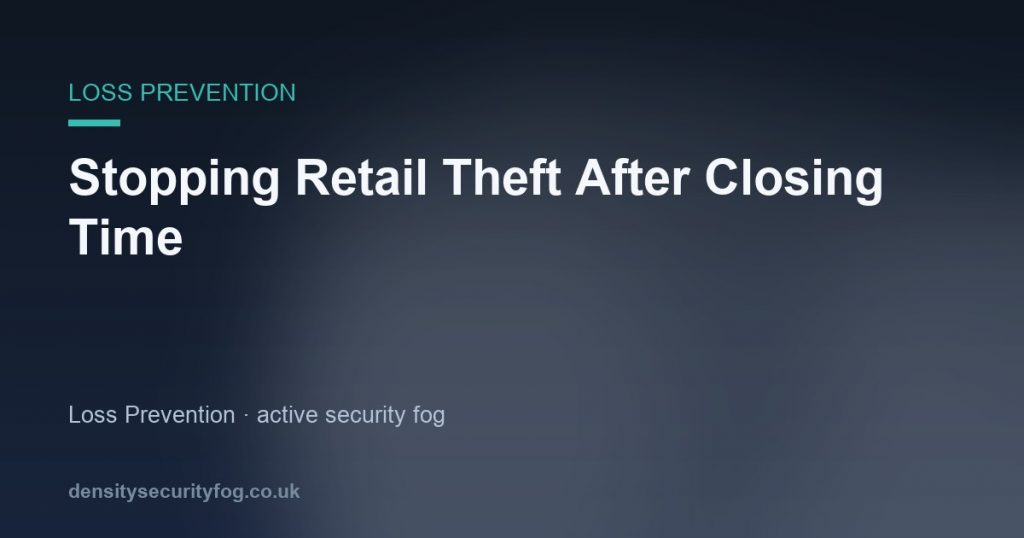 Empty retail shop at night with security fog activated after intrusion detection