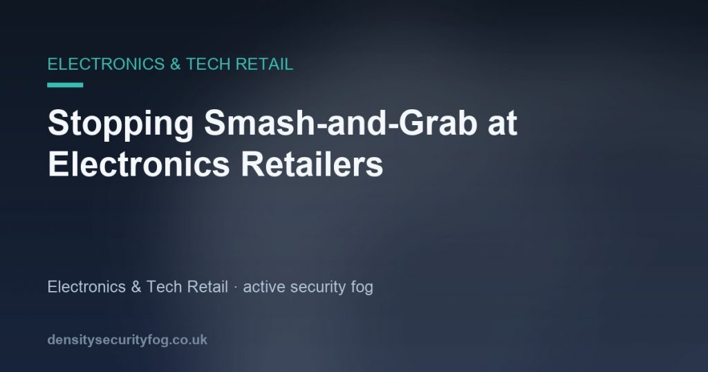 Security fog deployment in electronics retail store during active defence against smash-and-grab attack